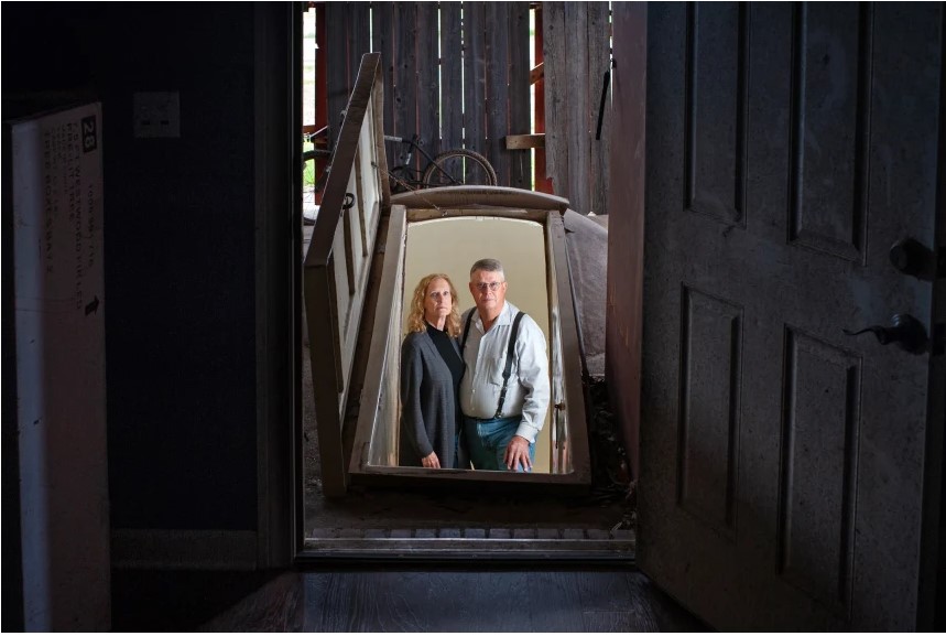 Bill Newsom and his wife waited out the tornado in a shelter connected to their home in Rolling Fork, Miss.Rory Doyle for NBC News