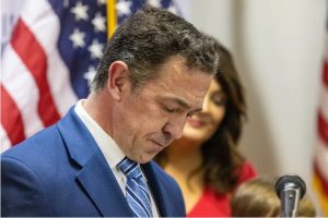 State Sen. Chris McDaniel announces that he is running for lieutenant governor during a press conference at the Mississippi Republican Party Headquarters in Jackson, Miss., January 30, 2023. Credit: Eric Shelton/Mississippi Today