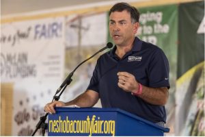 Secretary of State Michael Watson speaks during the 2023 Neshoba County Fair in Philadelphia, Miss., Thursday, July 27, 2023. Credit: Eric Shelton/Mississippi Today