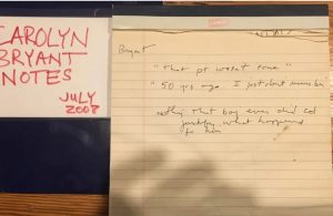 Tim Tyson's notes of Carolyn Donham's alleged admission to lying about Emmett Till.